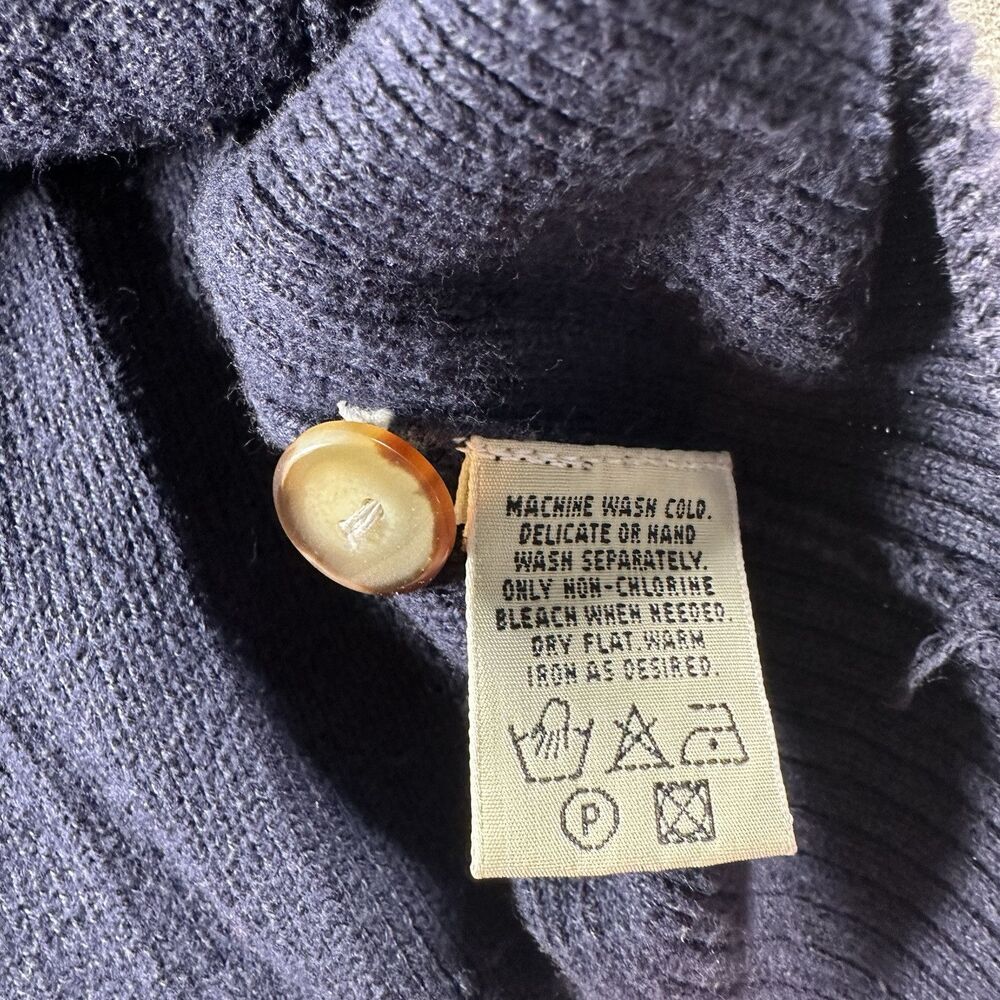 Vintage Eddie Bauer Sweater Vest Mens Large Navy Cardigan Cable Knit Fisherman - Picture 8 of 10